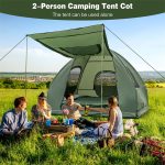 5-in-1 Tent Cot 2-Person Portable Outdoor Camping Tent Combo with Air Mattress Sleeping Bag & Sunshade - Image 4